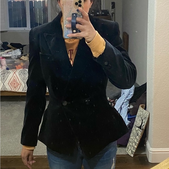 Vintage KASPER for A.S.L. Velvet fitted peplum blazer shoulder pads - Picture 13 of 13